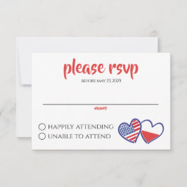 Cartão RSVP Sinalizadores de Coração Poloneses Americanos