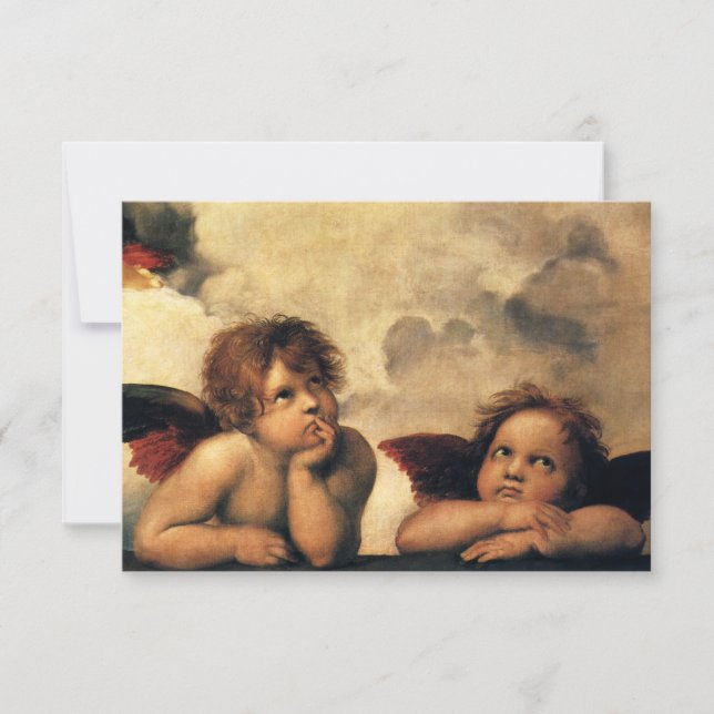 Cartão RSVP Sistine Madonna Angels por Raphael Wedding (Frente)