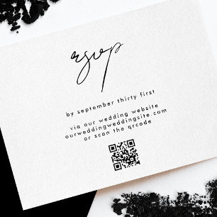 Cartão RSVP Site de Casamento Branco Preto do CÓDIGO QRCODE do