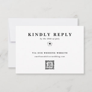 Cartão RSVP Site de Casamento de Código QR Eletrônico de Flor
