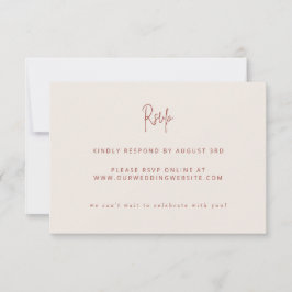 Cartão RSVP Site de Casamento de Script Modern Terracotta & Cr