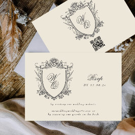Cartão RSVP Site de Casamento do Crest Clássico do Monograma