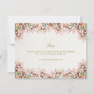 Cartão RSVP Site de casamento no Chateau do Jardim Floral Româ