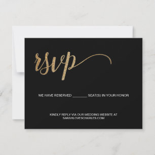 Cartão RSVP Site de Casamento Personalizado Dourado Clássico P