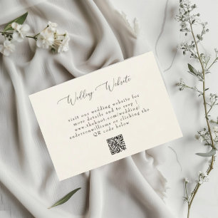Cartão RSVP Site de Código QR de Casamento Creme Simples
