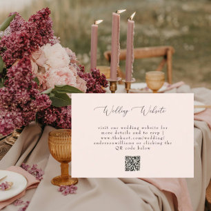 Cartão RSVP Site de Código QR de Casamento de Blush Simples