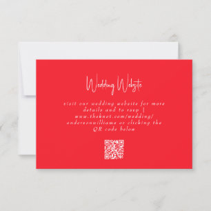 Cartão RSVP Site de Código QR de Casamento Vermelho Simples de