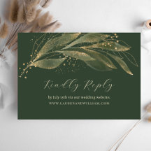Site Dourado de Casamento Verde Elegante Greenery