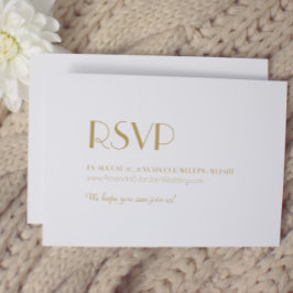 Cartão RSVP Site minimalista Dourado de casamento por Deco de