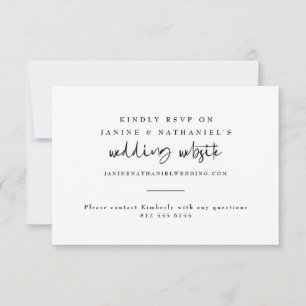 Cartão RSVP Site Mínimo de Casamento Caligrafia  