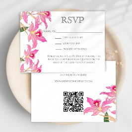 Cartão RSVP Sítio Web de Código QR de Casamento de Flores Orqu