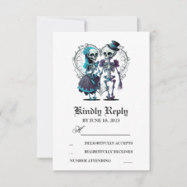 Cartão RSVP Skeleton Casal Wedding