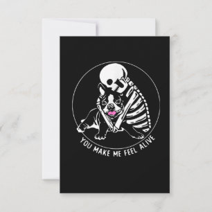 CARTÃO RSVP SKELETON HUG BOSTON TERRIER VOCÊ ME FAZ SENTIR VI