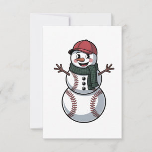 Cartão RSVP Snowman Baseball Papais noeis de Natal Baseball Ba