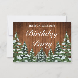 Cartão RSVP Snowy Wood & Forest Country Pine Aniversário