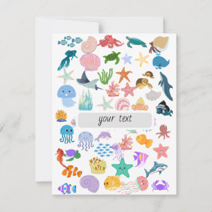 Cartão RSVP Sob o Mar, Impressão Aquarela, Decoração Fina
