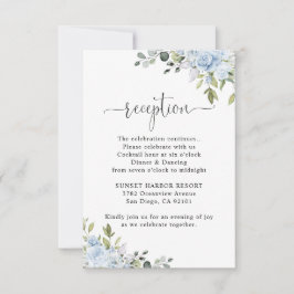 Cartão RSVP Soft Blue Botanical Wedding Reception