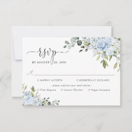 Cartão RSVP Soft Blue Botanical Wedding With Meal Choice