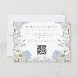 Cartão RSVP Soft Blue Floral Wedding