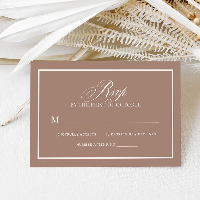Cartão RSVP Soft Mocha Taupe | Luxe Neutral Wedding (Criador carregado)