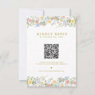 Cartão RSVP Soft Pastel Ornate Jardim de Primavera Boda Dourad