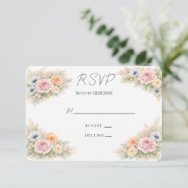 Cartão RSVP Soft Watercolor Floral Wedding