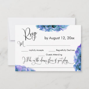 Cartão RSVP Solicitação de música para Hydrangea e caligraf