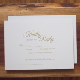 Cartão RSVP Solicitação Simples de Caligrafia Dourada