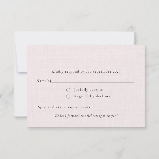 Cartão RSVP Sólido Mínimo Mínimo Simples, Rosa-Esbranquiçado P (Frente)