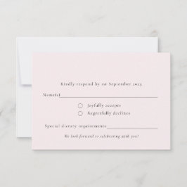 Cartão RSVP Sólido Mínimo Mínimo Simples, Rosa-Esbranquiçado P