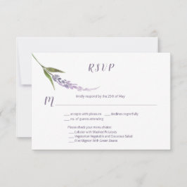 Cartão RSVP Solteiro Floral Stem Purple Lavanda |