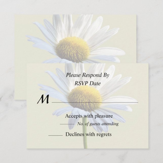 Cartão RSVP Sombra e Luz de Margarida (Frente/Verso)