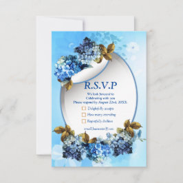 Cartão RSVP Sombras de Cor da Água Azul