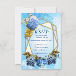 Cartão RSVP Sombras de Cor da Água Azul