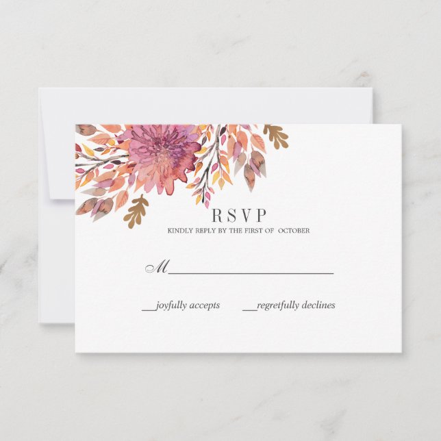 Cartão RSVP Sonho de outono | VP Clássico de Casamento (Frente)