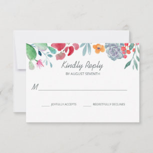 Cartão RSVP Sonho do Deserto  Boho Watercolor Casamento Floral