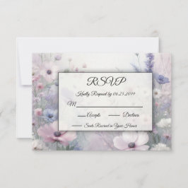 Cartão RSVP Sonhos Diurnos de Prado de Flores Silvestres Suave