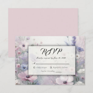 Cartão RSVP Sonhos Diurnos de Prado de Flores Silvestres Suave