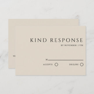 Cartão RSVP Sophisticated Light Beige QR Code Elegant Wedding