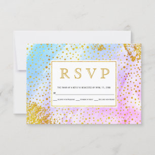 Cartão RSVP speck de casamento com cor d'água cor azul, cor d