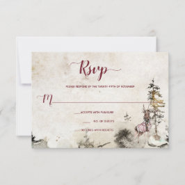 Cartão RSVP Stag Burgundy - Terra da Madeira das Montanhas Alp