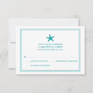 Cartão RSVP Starfish Graceful   VP de Casamento