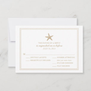 Cartão RSVP Starfish Graceful   VP de Casamento