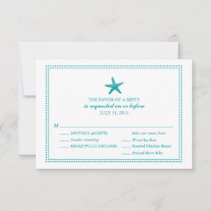Cartão RSVP Starfish Graceful   VP de Casamento