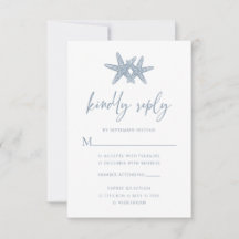 Starfish Modern Dusty Blue Beach Weding