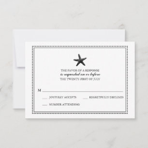 Cartão RSVP Starfish preto gracioso   VP de Casamento
