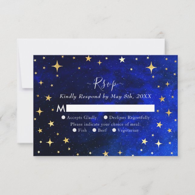 Cartão RSVP Starry Night Galaxy Wedding (Frente)