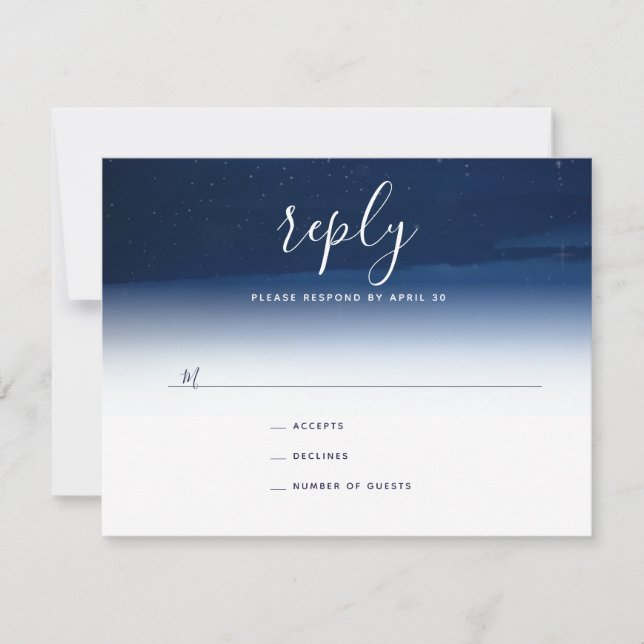 Cartão RSVP Starry Night under the Stars Wedding Reply Card (Frente)