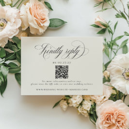 Cartão RSVP Stately Stripes Wedding QR Code