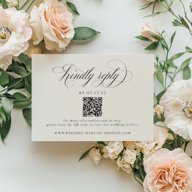 Cartão RSVP Stately Stripes Wedding QR Code (Criador carregado)